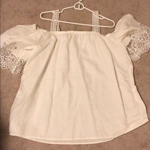 White off-shoulder linen top